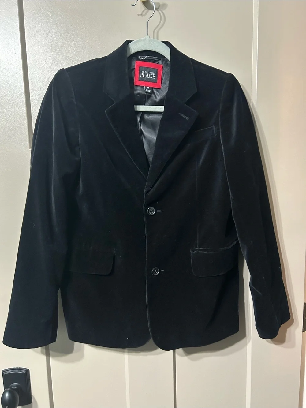 The Children's Place Black Velvet Sport Coat Blazer cotton